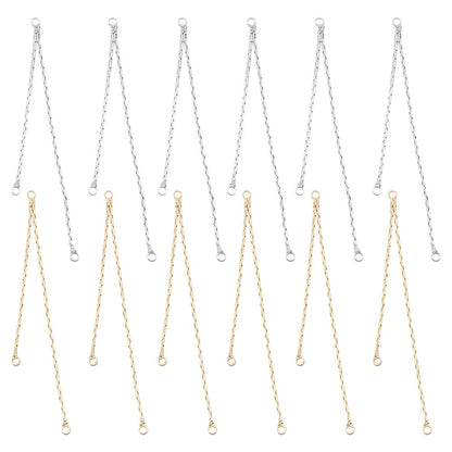 CRAFTYMELODY 12Pcs 2 Color Metal Tassel Charms Brass Platinum Golden Dangle Earrings Making Pendants Tassel Earring Charms Chain Metal Long Charm Earring Making Findings DIY Drop Earrings Pendants