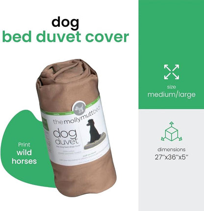 Molly Mutt Medium to Large Dog Bed Cover - Wild Horses Print - Measures 27”x 36”x5’’ - 100% Cotton - Durable - Breathable - Sustainable - Machine Washable Dog Bed Cover