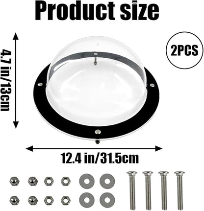 2 Pack Dog Fence Window, 12.4 Inch Clear Pet Dome, Transparent Plastic Pet Peek Window for Playground, Doggie Fence Domes, Supplies for Dog Cat Horse, 12.4 x 4.9 Inch (Clear)