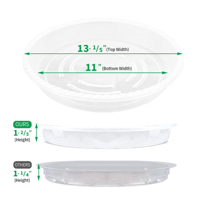 JOYSEUS Plant Saucers - 6 Pack of 13 Inch - Durable Plastic Plant Tray for Flower Pots, Clear Plant Saucer for Indoor Plants Pots & Outdoor Plants (6 Pack)