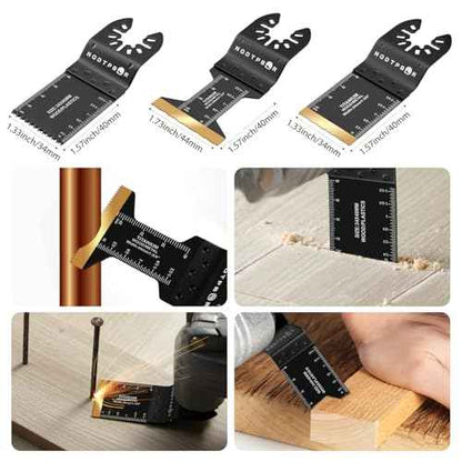 54 PCS Oscillating Saw Blades Professional Universal Wood Multitool Blades Titanium Oscillating Tool Blade for Metal Nails, Wood and Plastic Multi Tool Blades Kits Fit All Models (54PCS)