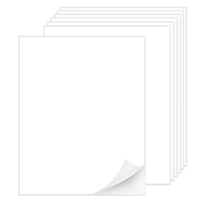 Printable White Sticker Labels, 100 Sheets 8.5" x 11" Full Sheet Label Stickers Paper for Laser & Inkjet Printer - Matte, 100 Labels
