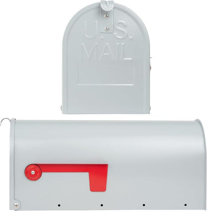 Metal Mailboxes for Outside Post Mount, RAINHOL Residential Mailbox, Galvanized Steel Heavy Duty Outdoor Mail Box, Standard Compacity, 20 x 8.7 x 6.7 inches, Gray