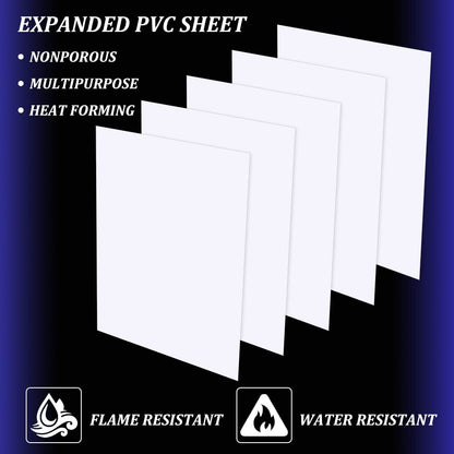 BENECREAT 5 Pcs 1mm PVC Foam Sheet White Plastic Sheet 11.8x15.7 Inch Lightweight Rigid Foam Expanded PVC Sheet for Crafts, DIY Making, Screen Printing and Art Display