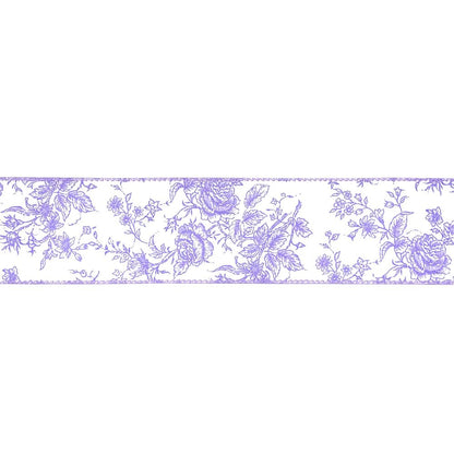 Designer’s Shop Rose Floral on Cream Wired Edge Ribbon 2.5” x 10 Yard for DIY Crafting, Home Décor Flower Arrangement (Lilac Lavender)