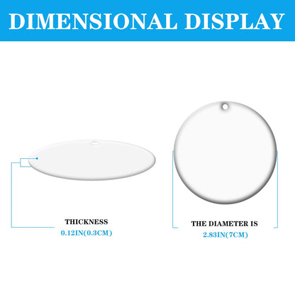 50 PCS Sublimation Ceramic Ornament Blank Round Two-Sided Printed White Ceramic Decoration Handmade DIY Personalized Christmas Home Decoration Bulk 3 inch