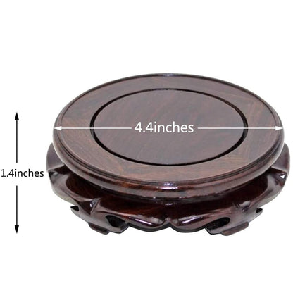 EIGXIANHAI Oriental Furniture Wooden Display Stand Base Lotus Pedestal Vase Base Table Lamp Teapot Base Black Catalpa Furniture Stable Home Decoration Size6 (4.37x1.38in)