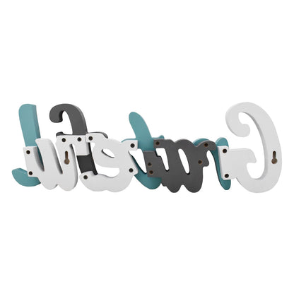 Rustic Wooden Teal Home Sign Decorative Cutout Letters Freestanding Block Word Sign Hanging Ornament Table Shelf Decor (Grateful)