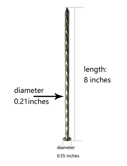 50 Pack 8 Inch Solid Galvanized Non-Rust Garden Stakes, Spiral Landscape Anchoring Spikes for Paver Edging, Weed Barriers, Turf, Construction, Tent Anchoring