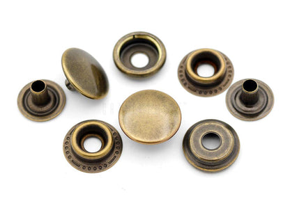 CRAFTMEMORE 50 Sets Antique Brass Snap Fasteners Ring-Socket Press Studs for Jacket Bag Canvas Closures #201 VT47 (12mm (0.47"))