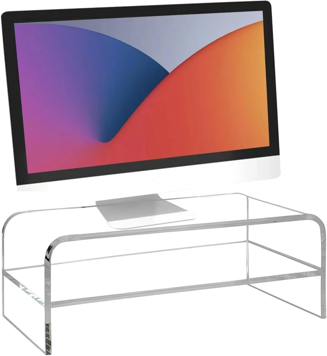 Generic Acrylic Monitor Stand, 2 Tier Computer Monitor Riser，16 inch Acrylic Computer Monitor Stand Riser for iMac, PC, Desktop, Laptop, TV Screen, clear