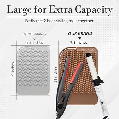 Heat Resistant Mat - Curling Iron Holder - Straightener pad - Flat Iron Holder - Silicone Mat for Hair Tools - Hot Tool Mat - Salon Tools - Hot Iron Holster - Vanity Mat - Vanity Accessories for Women