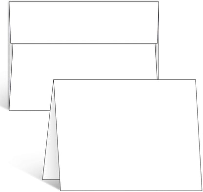 Ohuhu Blank White Cards and Envelopes 50 Pack - 5" x 7" Heavyweight Folded Cardstock and A7 Envelopes for DIY Greeting Cards Wedding Birthday Invitations Baby Shower Thank You Cards and All Occasions