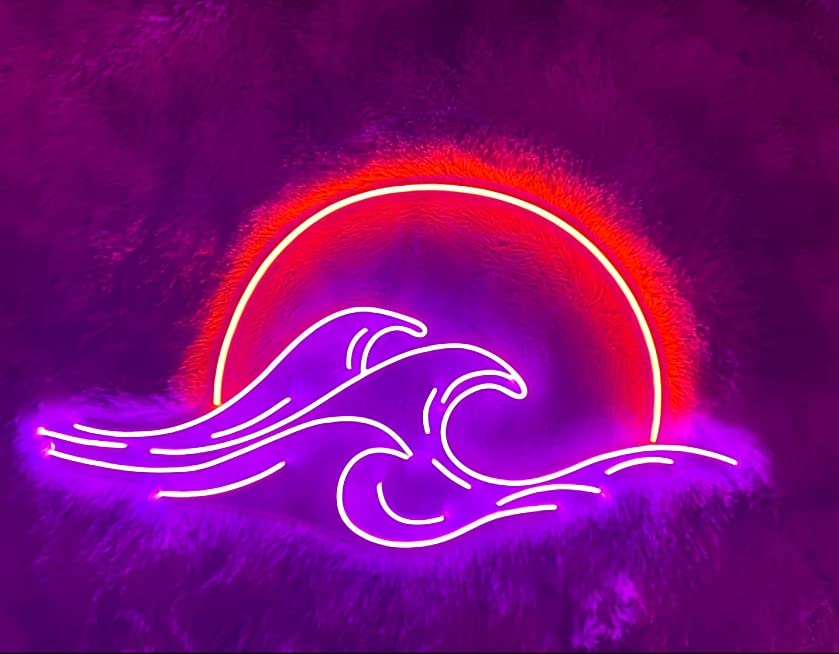 LED Decorative Lights USB Mountains Sunrise Sunset Led Neon Signs Home Decoration Wall Art Holiday Gift Brightness Adjustable 16.5''x11.8''