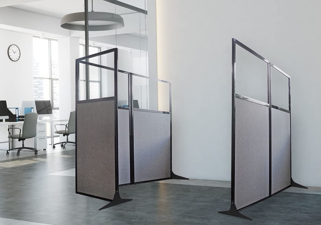 Versare Workstation Partition | Portable Wall Divider | Modern Office Cubicle | Free Standing Privacy Screen | Flexible Work Space | 66" x 70" Charcoal Gray Fabric Panels