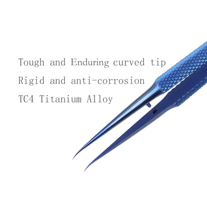 Precision Titanium Alloy Tweezers for Electronics Repair Non-magnetic Non-slip Jump Wire Microscope Tweezers for Micro Soldering Work PCB Motherboard Repair (Curved Tip)