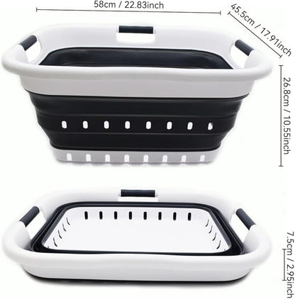 SAMMART 41L Collapsible 3 Handled Plastic Laundry Basket