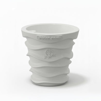 Posie Pot Medium Wave Self Watering Planter for Indoor Plants - 5x5 Inch Patented Pot with 10X Water Reservoir - Modern 3D Printed Desk Planter - Root Rot Free - Eco Friendly, Made in USA, White