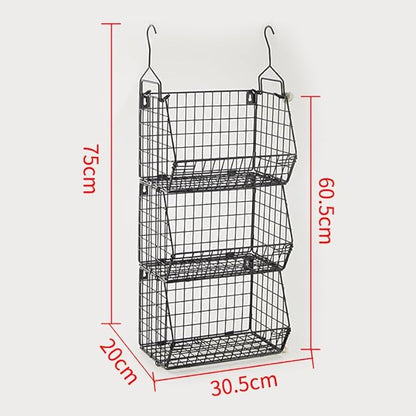 3 Tier Hanging Foldable Wire Baskets Closet Organizer Clothes Shelves