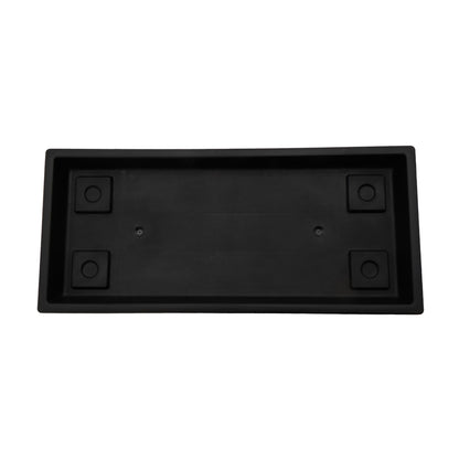 The HC Companies Venetian Rectangular Plant Tray - Lightweight Plastic Plant Saucer - Plant Drip Trays for Drainage - UV Resistant Pot Saucer for Indoor & Outdoor Use (23.5" Black, Pack of 1)