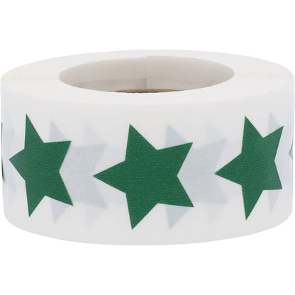 Green Star Stickers, 3/4" Inch, 500 Labels per Roll - Perfect for Reward Systems, Decorating, and Crafting in Schools, Offices, Home and Personal Use