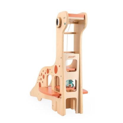 Janod - Dino Wooden Dinosaur Garage - Imaginative Play - Encourages Creativity and Storytelling - Enhances Motor Skills Design, Safe for Kids - Ages 2-6 Years - J05835