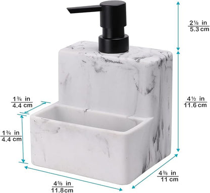 zccz Soap Dispenser with Sponge Holder, Marble Look Liquid Hand and Dish Soap
