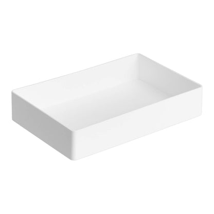 Amazon Basics Rectangular Plastic Desk Organizer Bundle, 3 Pieces Letter Tray/Accessory Tray, White