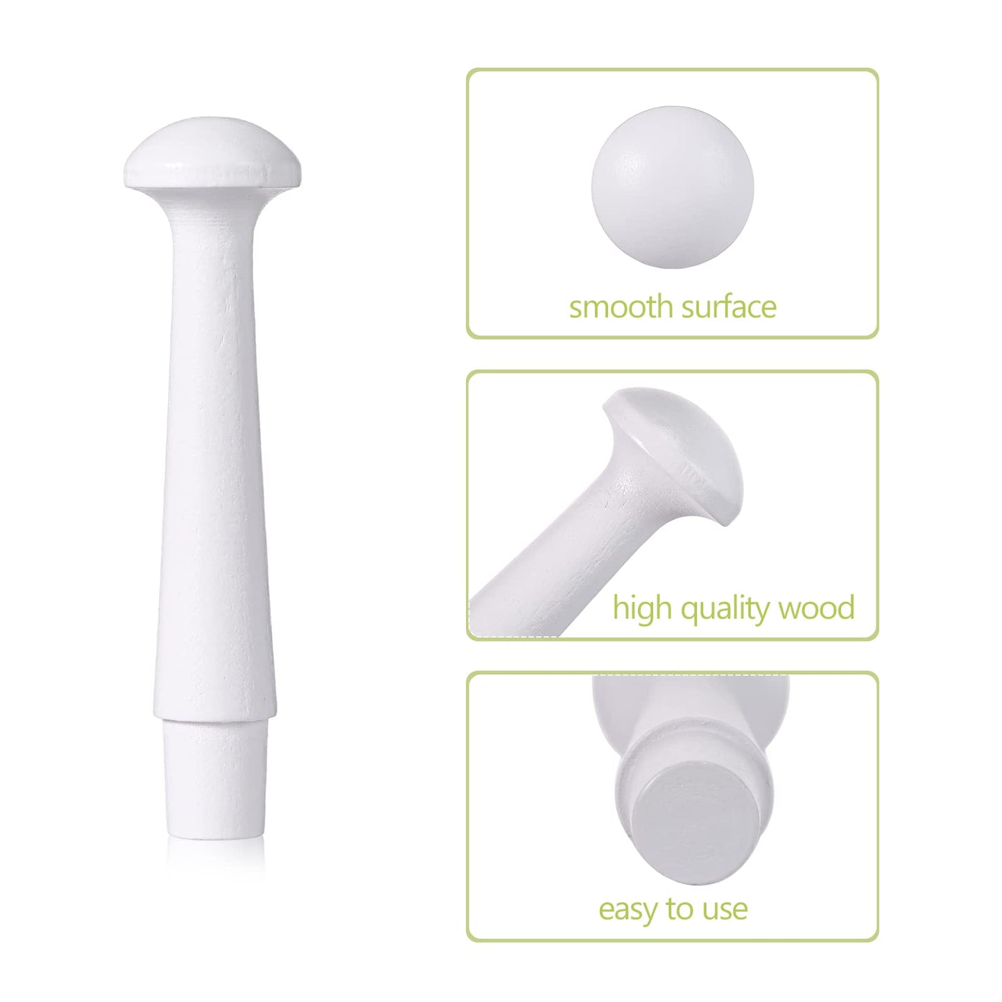 Yerliker 35 Pcs Wooden Shaker Pegs 3-1/2 Inch with 1/2 Inch Tenon Wooden Hooks Wall Mounted Smooth Texture Wood Pegs for Hanging Coat Hat Towel Clothes Organizing Supplies (White)