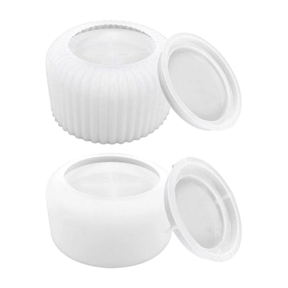 2PCS Storage Box with Lids Candle Jar Molds Set, Tea Light Candle Holder Silicone Molds for Resin, Round Shape Tealight Candle Molds for Epoxy Casting DIY Projects