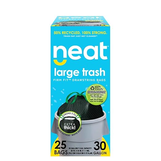 Neat Tall Kitchen 30 Gallon Drawstring Trash Bags