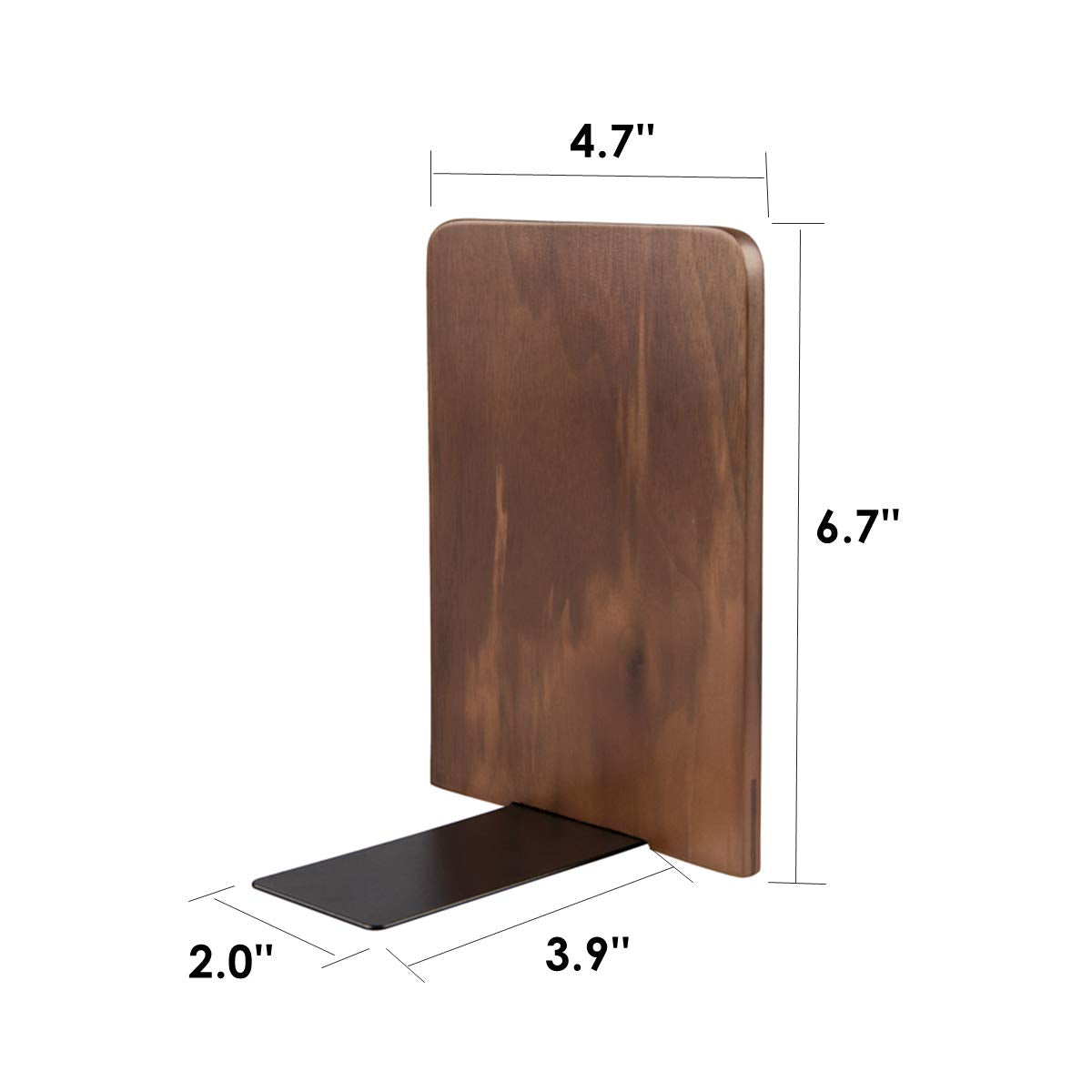 Pandapark Wood Bookends,Non-Skid Bookend for Shelves,Heavy Duty Bookends,Book Stand for Books/CDs,1 Pair