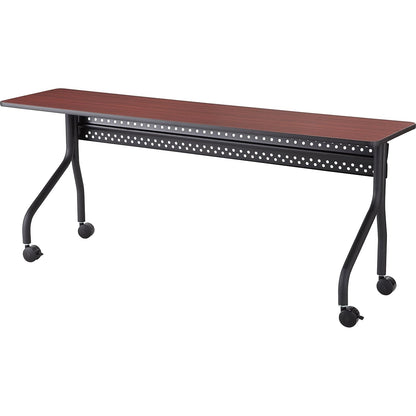Iceberg OfficeWorks Premium Mobile Training Table – 72” Rectangular Desk with Locking Wheels, Mahogany Top & Black Frame – Rolling Conference Table for Offices, Classrooms, or Workspaces