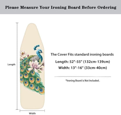 Durable Iron Board Cover Non Stick Scorch Easy-Fit Peacock Ironing Board Cover
