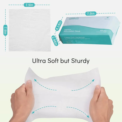 Saraflora 100% Cotton Facial Tissue Soft Dry Wipe 6 Pack, Use