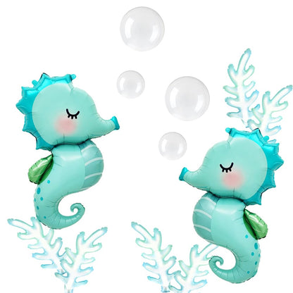 Inflatable Seahorse Balloons Under The Sea Party Decorations Ocean Mermaid Starfish Octopus Dolphin Beach Shell Theme Sea Animal Balloons Arch Kit Decor For Birthday Baby Shower Party Decorations