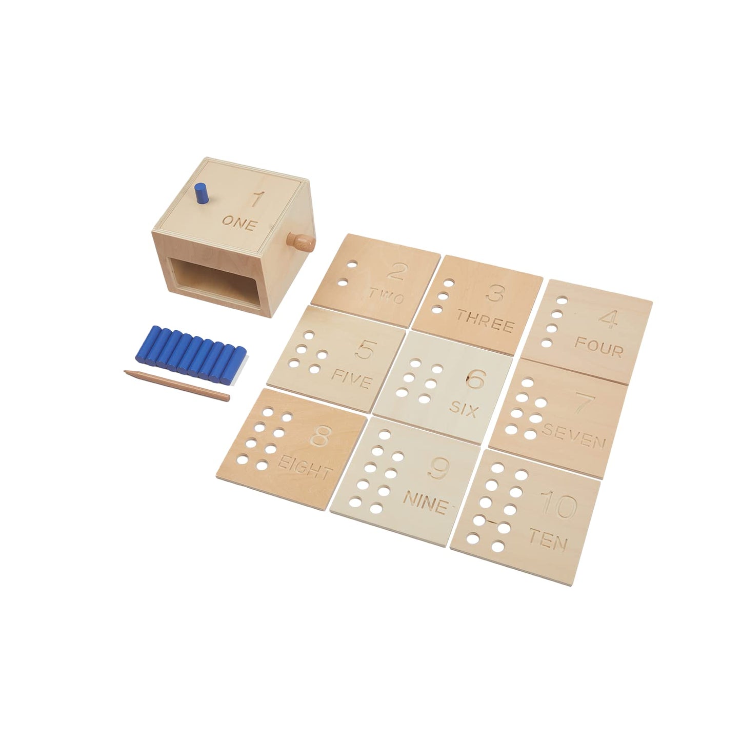 Adena Montessori Toys Wooden Counting Peg Game - Learn to Count 1-10 with Numerals, Peg Drop Box & Tumbling Pegs - Educational Toddler Toy for Early Math Skills Development (Small Counting Pegs Board)