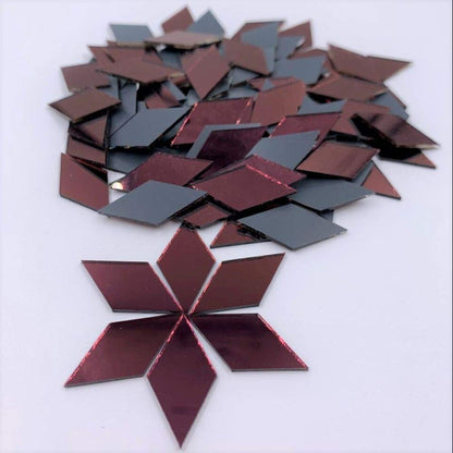 NUO RUI 200pcs 1" x 1/2" Diamond Shape Mirror Mosaic Tiles Purple Craft Mirrors