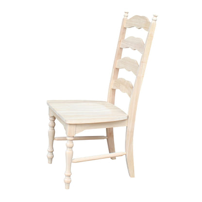 International Concepts Maine Ladderback Chairs, Solid Parawood, Unfinished (Set of 2)
