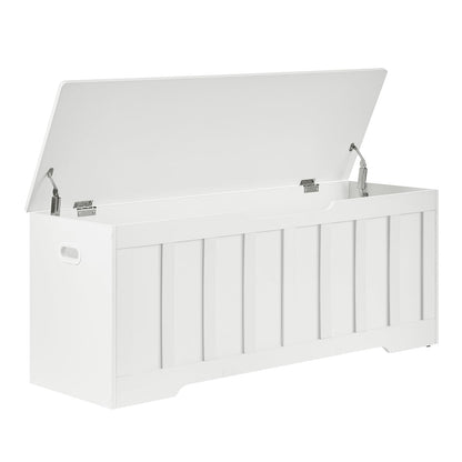VANKILEY 47.2" Storage Chest Extra Large,Storage Trunk with 2 Safety Hinges,Wooden Storage Bench,Shoe Bench,47.2x15.7x19.1 Inch,Easy Assembly,Storage Bench for Bedroom,Living Room,entryway(White).