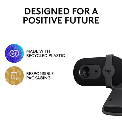 Logitech Brio 101 Full HD 1080p Webcam for Meetings, Streaming, Desktop, Laptop, PC - Built-in Mic, Shutter, USB-A, Teams, Zoom - Black
