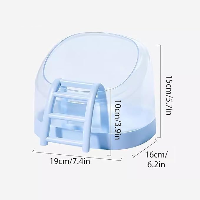 Hamster Sand Bath Container with Climbing Ladder - Panoramic Transparent Chinchilla Dust Bath House Splash-Proof Bathing Hamster Litter Box(Red)