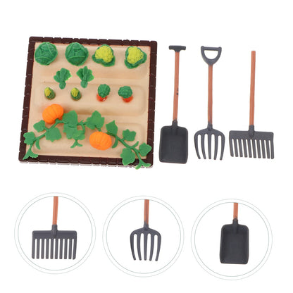DOITOOL 1 Set Mini Rake Farm Model Kit Miniature Vegetable Figurines Resin Mini Farm Tool Models Micro Landscape Miniature Dollhouse Accessories
