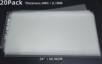 neglex 20PCS 4 Mil 12 X 24 Inch Clear Plastic Sheets, Blank Mylar Stencil Sheets,Clear Acetate Sheets for Cricut Crafts, Clear Plastic Sheets for Crafts and Cutting Machine