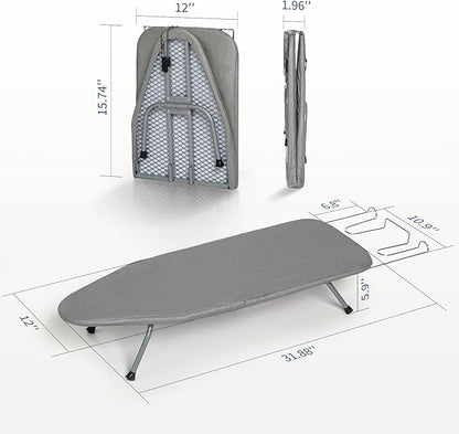Tabletop Ironing Board with Iron Rest, Small Ironing Board Foldable with Heat