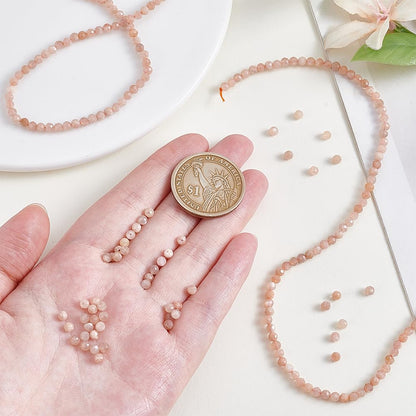 PH PandaHall 230pcs Sunstone Beads 3mm Faceted Round Gemstone Beads Natural Stone Crystal Bead Bulk for Jewellery Making Craft Bead for Necklace Bracelet Making DIY Crafts