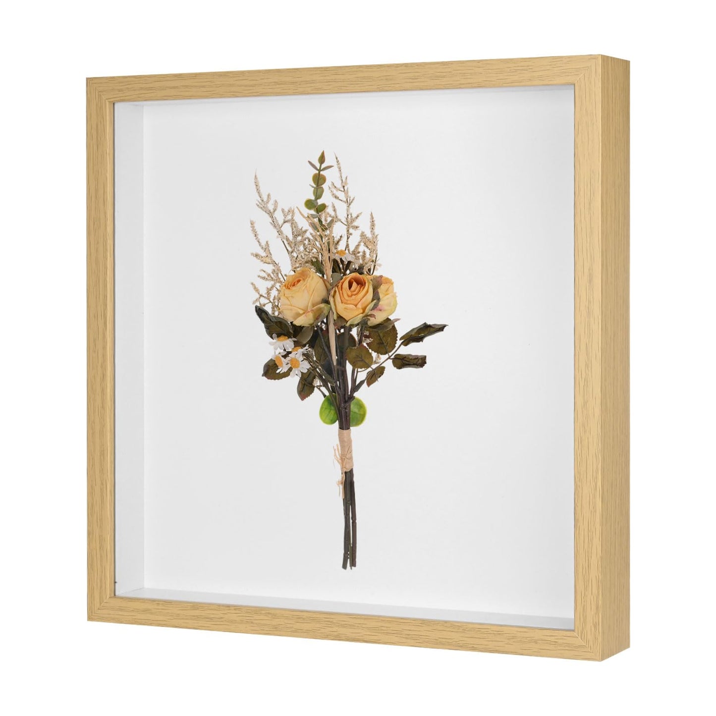 M METERXITY Shadow Box Frame (13 x 13 Inch, Natural) - Wooden Dried Flower Photo Frame, Memory Box Display Case with Felt Back, Apply to Flower/Tickets/Photos/Memorabilia DIY