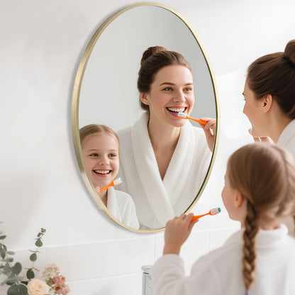 JENBELY Oval Wall Mirror, 22"x30" Gold Oval Vanity Mirror, Bathroom Mirror of Metal Frame, Home Decorative Wall Mounted Mirror for Bathroom, Living Room, Entryway, Vanity