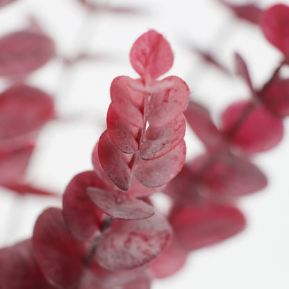 Tinsow Real Touch Leaf Artificial Eucalyptus Stem Faux Eucalyptuses Wedding Bouquet Centerpiece Home Decor (26, Red)