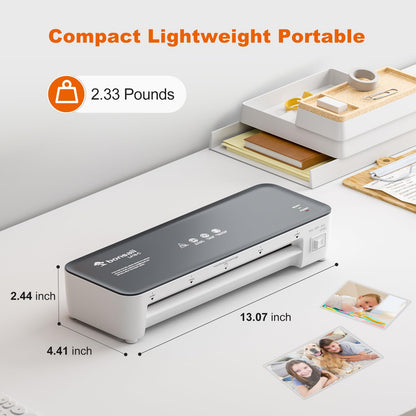 Bonsaii Laminator Machine, 9 Inch Laminators Machine with 50 Laminating Sheets, Laminator with Never Jam Technology for Doc/Posters/Photo, Simple Convenient for Home, Office and School - L418-C Grey